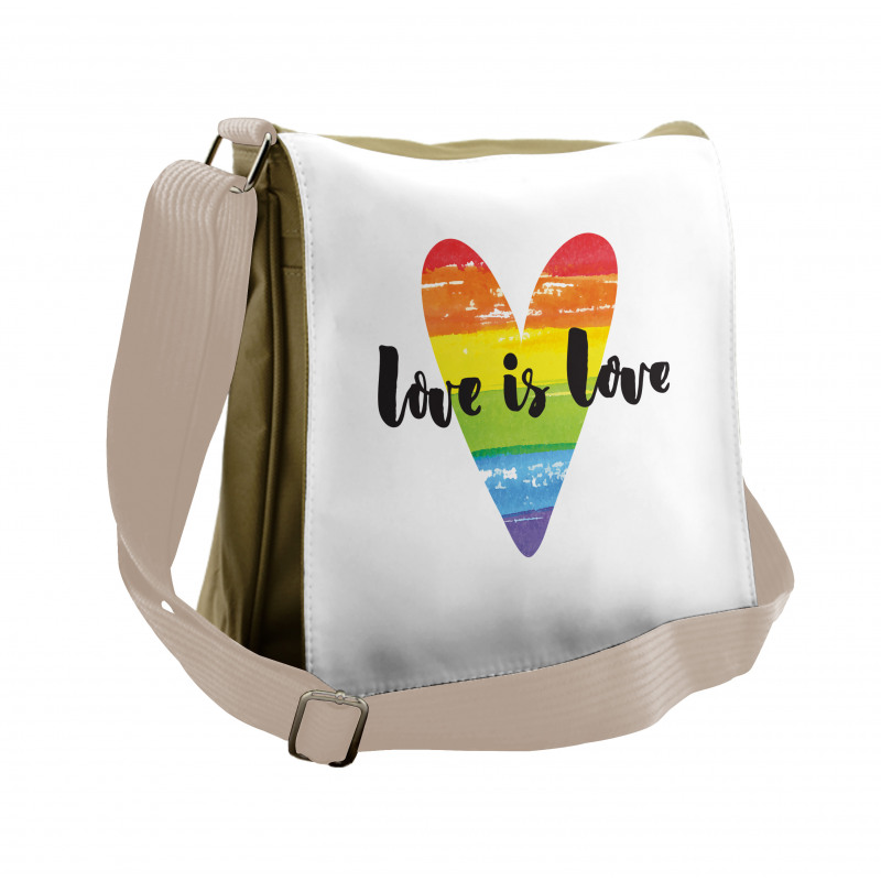 Love is Love Rainbow Heart Messenger Bag