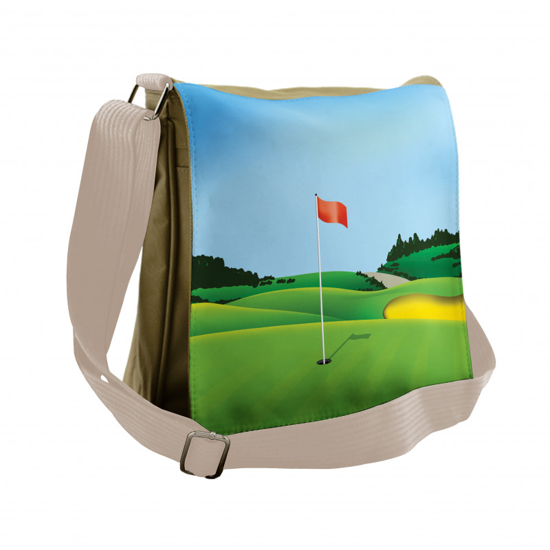 Teeing Ground with a Hole Flag Messenger Bag