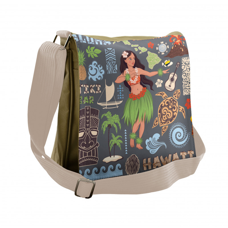 Tribal Aloha Retro Folks Messenger Bag