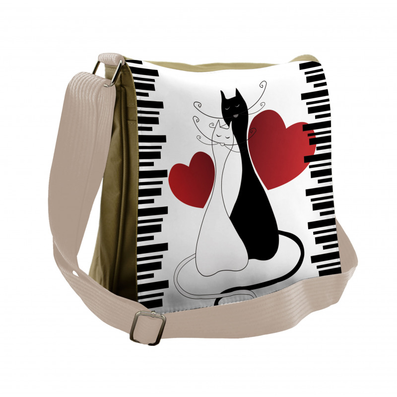 Romantic Couple Pet Kitten Messenger Bag