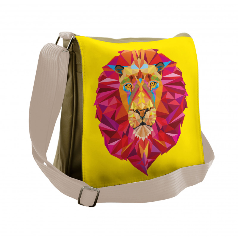 Geometric Lion Face Messenger Bag