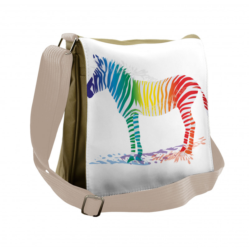 Zebra Rainbow Colors Messenger Bag