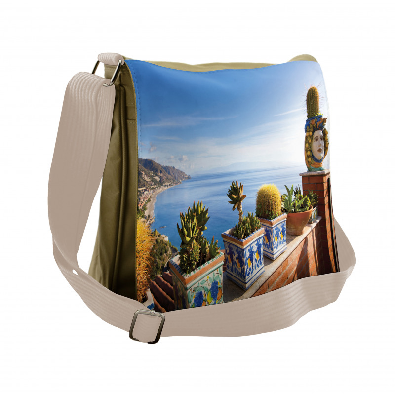 Taormina Coastline Photo Messenger Bag