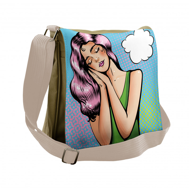 Girl Sleeping Retro Pop Art Messenger Bag