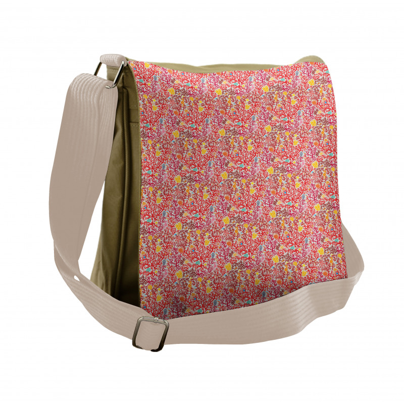 Colorful Reef Marine Life Messenger Bag