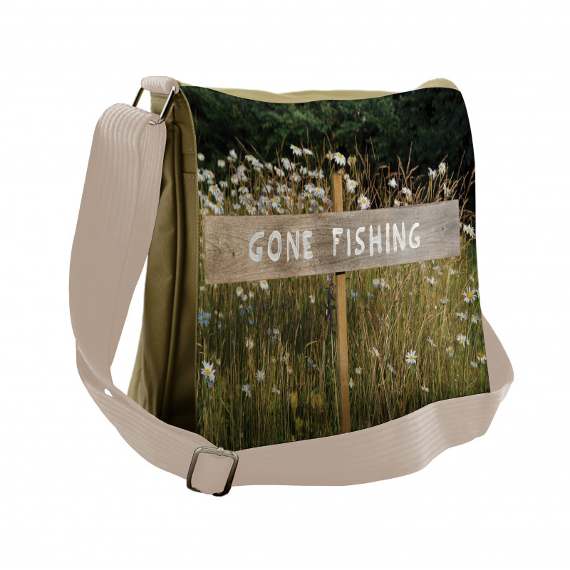 Sign Pole Among Field Messenger Bag