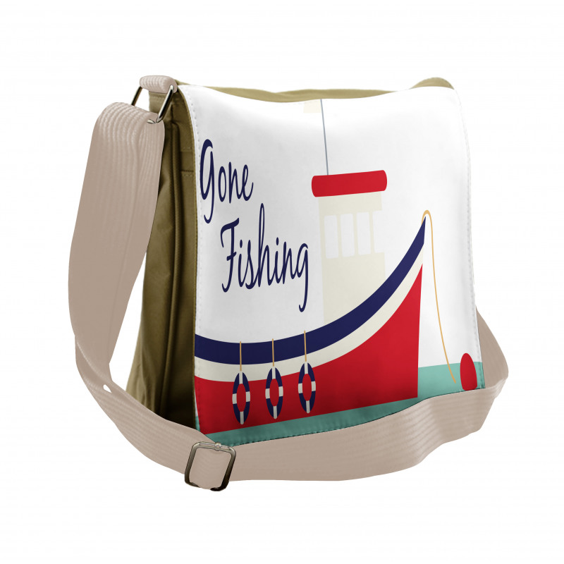 Cartoon Fishing Boat Messenger Bag