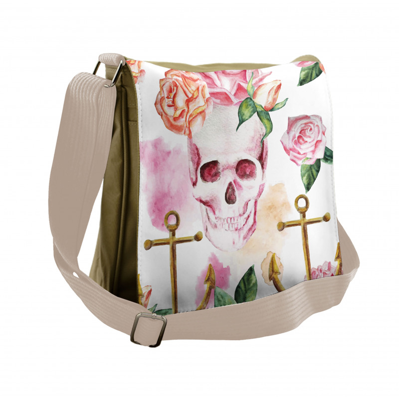 Anchor Roses Peony Art Messenger Bag
