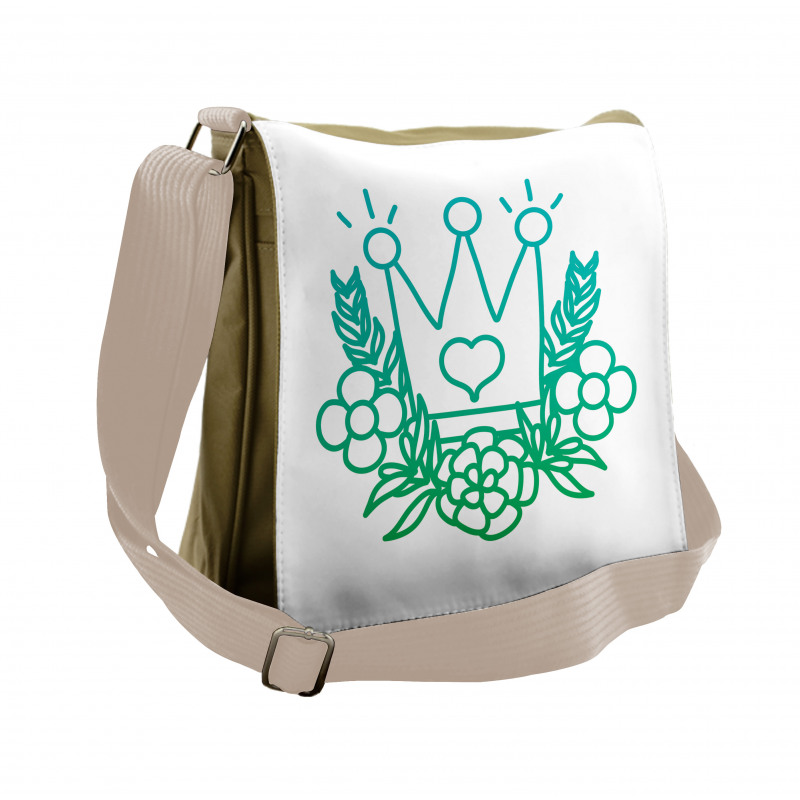 Majestic Crown and Flowers Messenger Bag