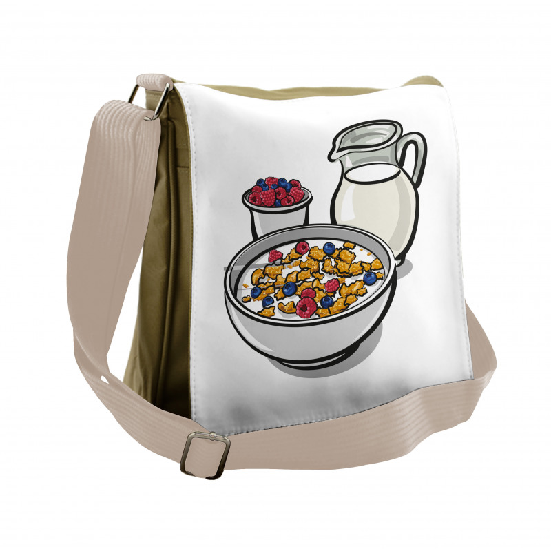 Healthy Breakfast Cartoon Messenger Bag