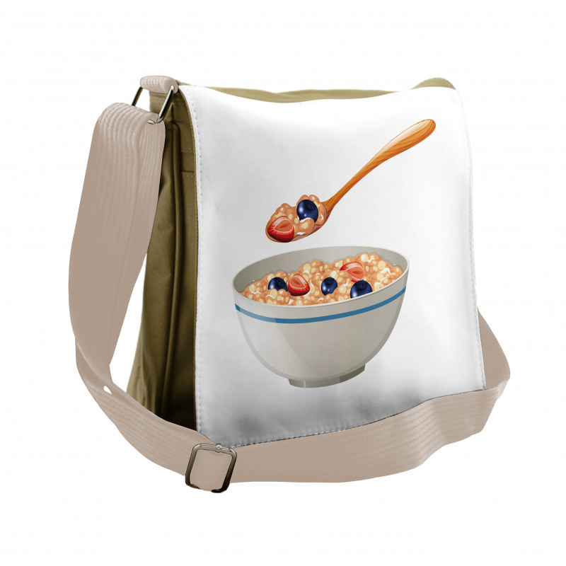 Spoon and Bowl of Porridge Messenger Bag