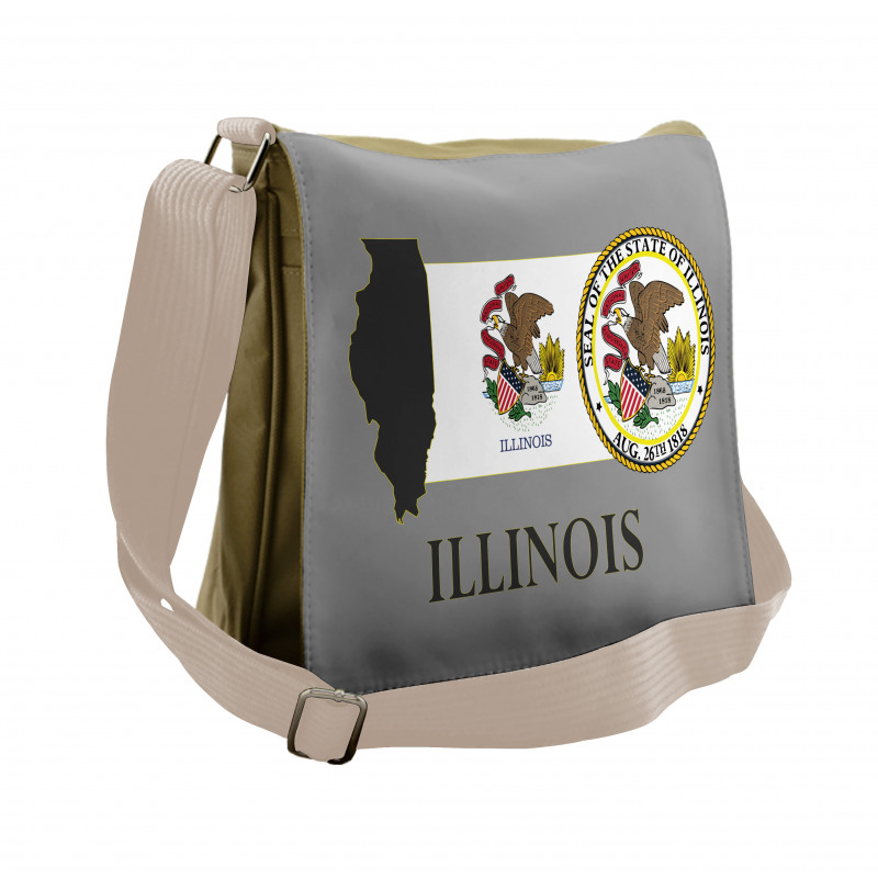 State Map and Flag Eagle Messenger Bag