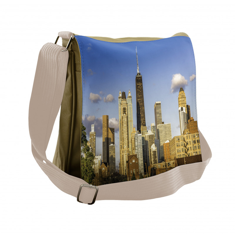 Downtown Chicago Panorama Messenger Bag