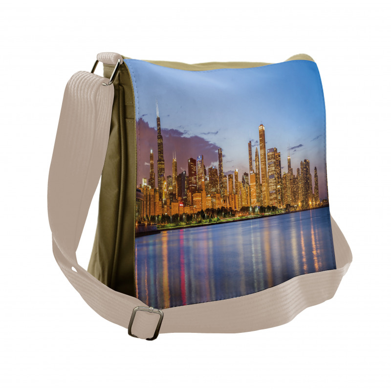 Night Panorama Skyline Messenger Bag