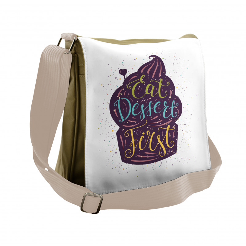 Doodle Cupcake Heart Messenger Bag