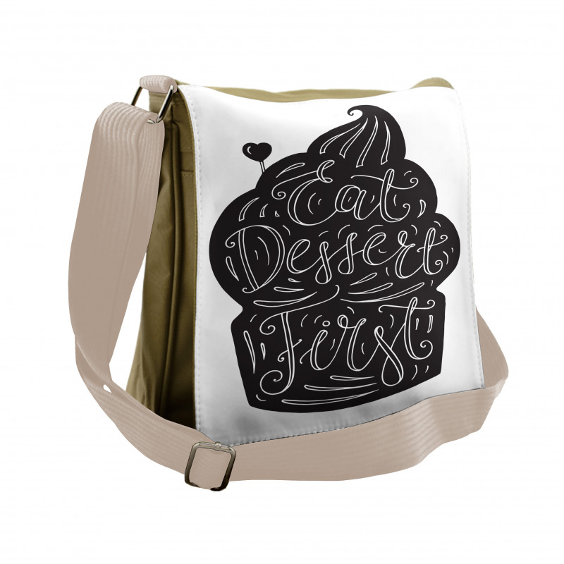 Monochrome Cupcake Doodle Messenger Bag