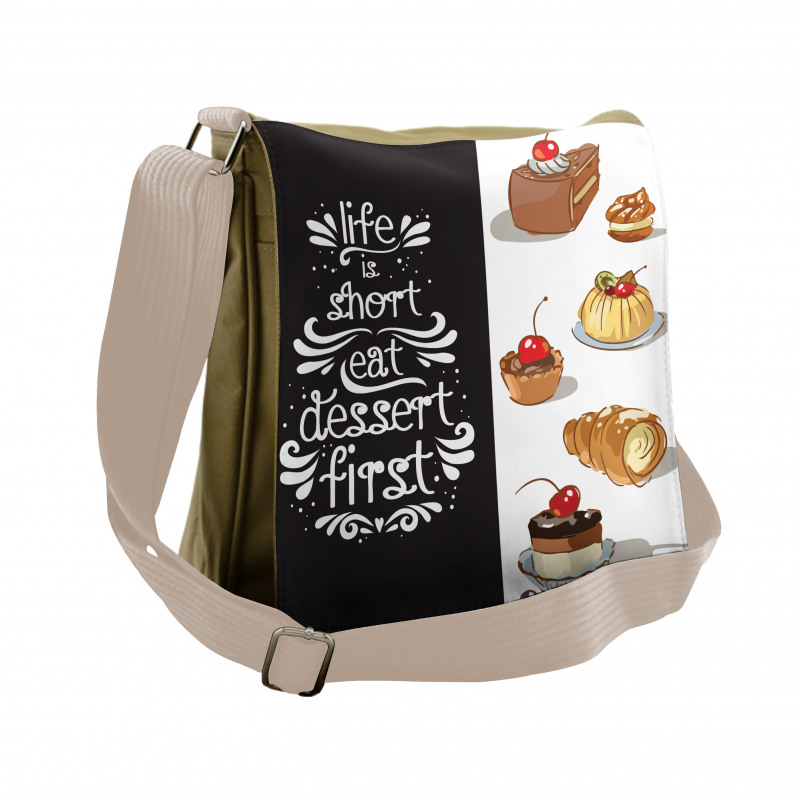 Eat Dessert First Patisserie Messenger Bag