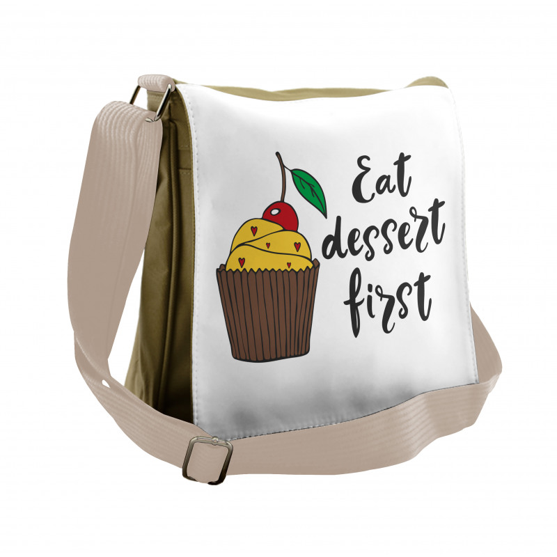 Cherry Top Cupcake Cartoon Messenger Bag