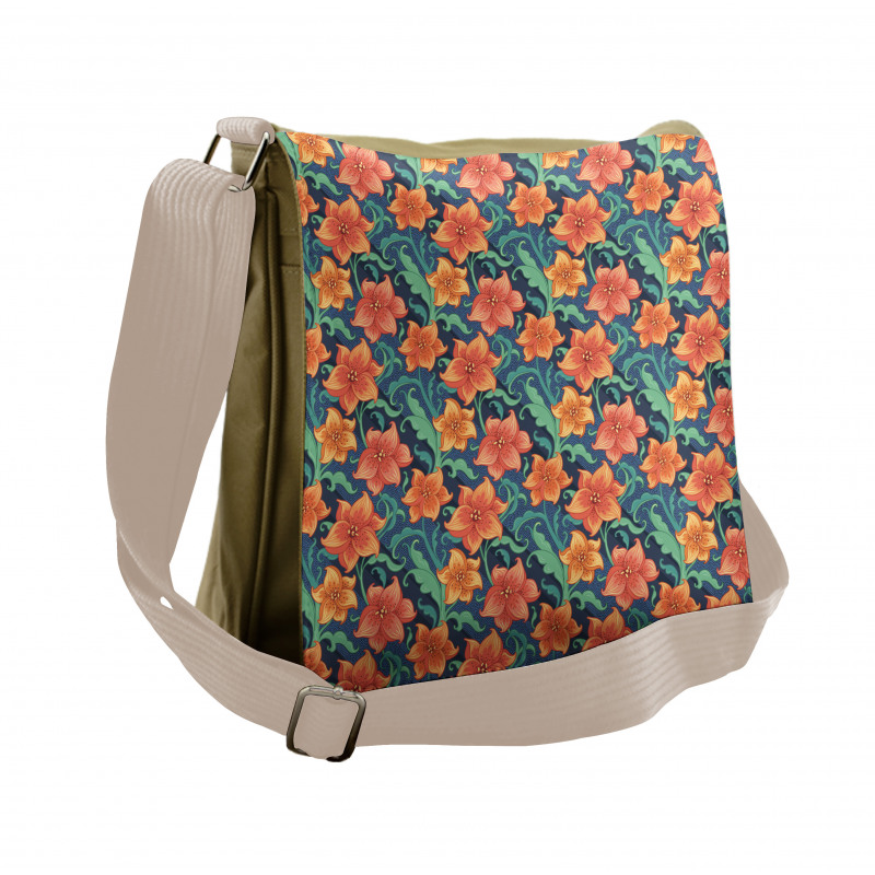 Lilly Flowers Doodle Messenger Bag