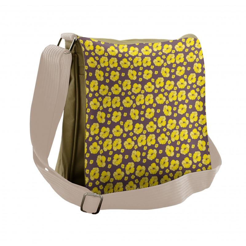 Vintage Yellow Poppy Flowers Messenger Bag