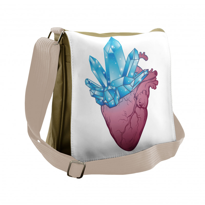 Crystal Growing from Heart Messenger Bag