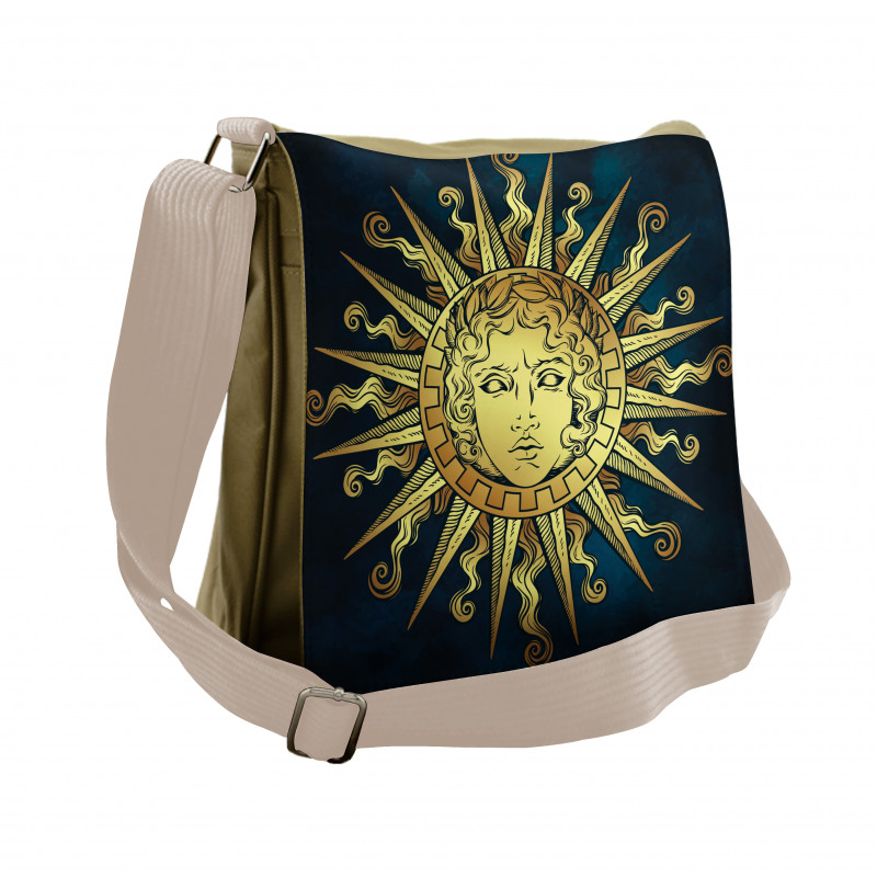 Sun with Antique Woman Face Messenger Bag