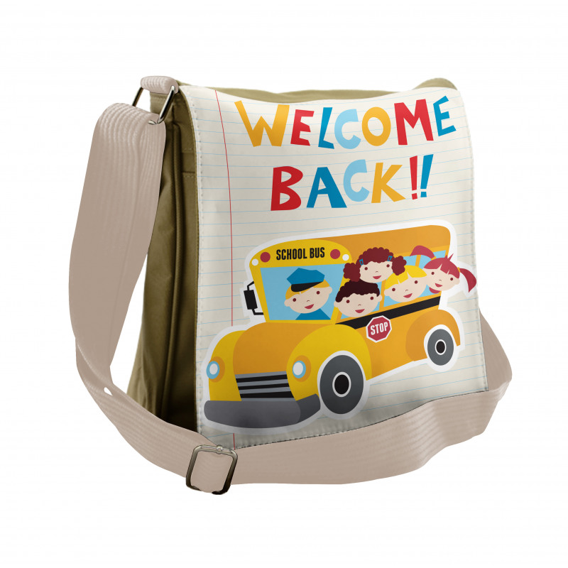 Welcome Back Typography Messenger Bag