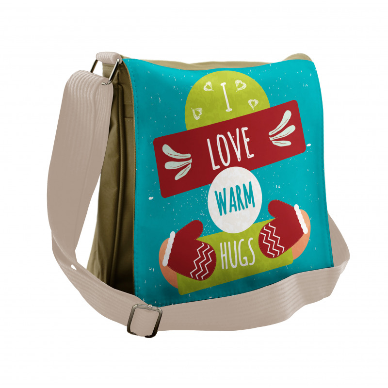 I Love Warm Hugs Gloved Hands Messenger Bag