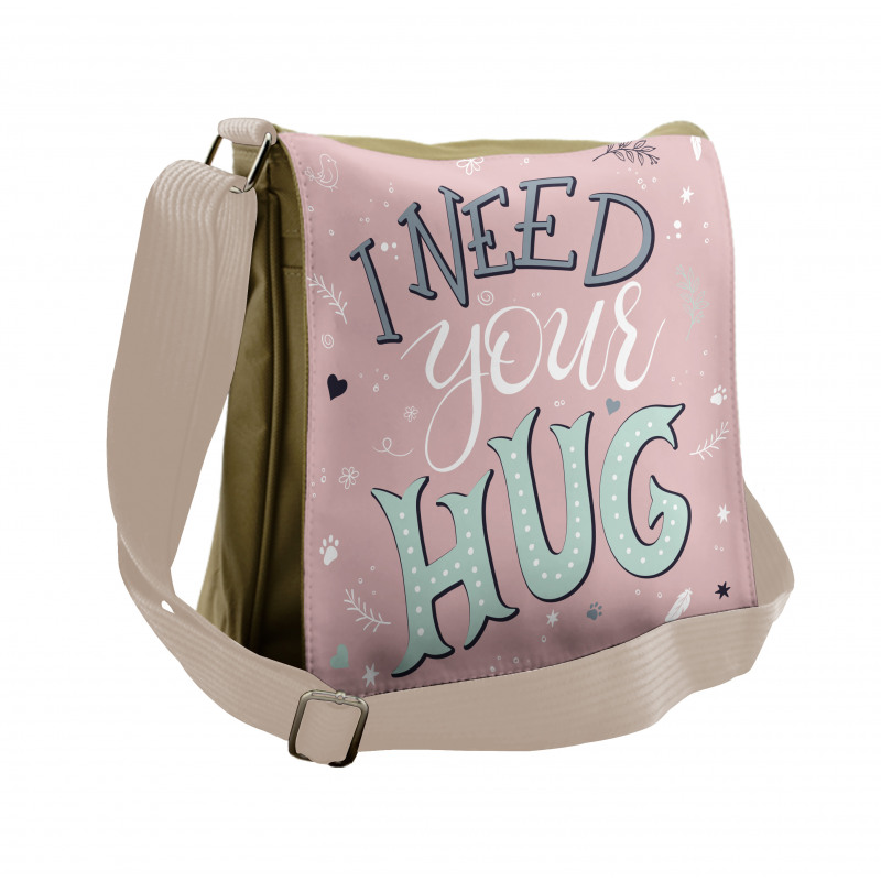 I Need Your Hug in Pastel Tone Messenger Bag