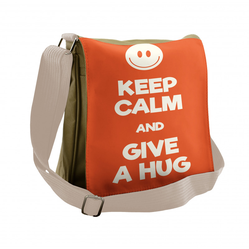 Keep Calm and Give a Hug Smile Messenger Bag