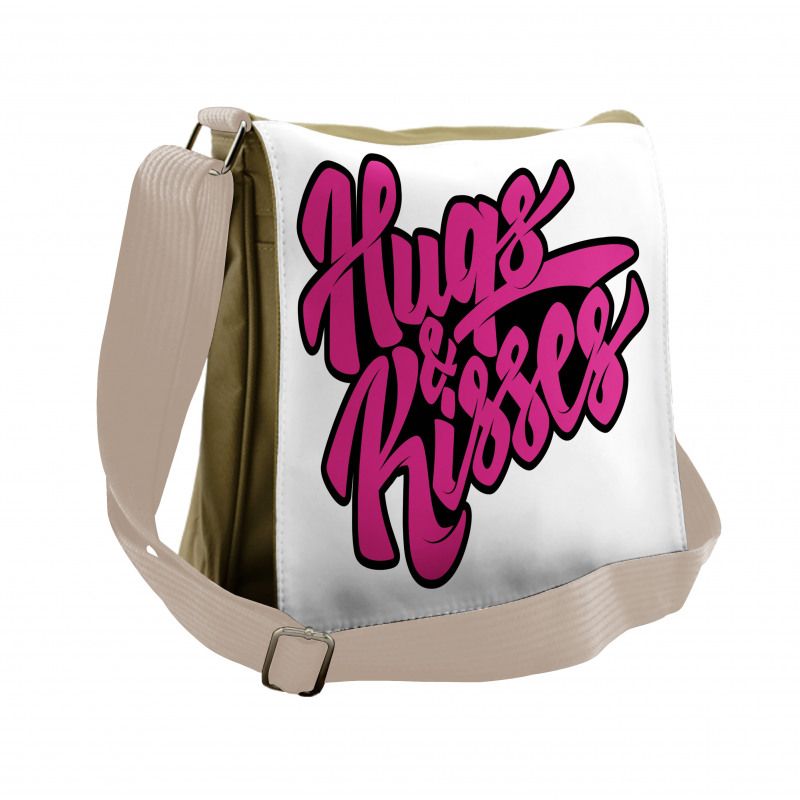 Hugs and Kisses Calligraphy Messenger Bag