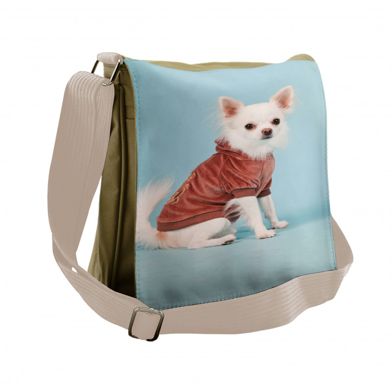 Puppy with Clothes Messenger Bag