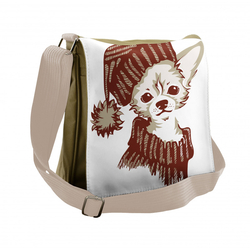 Puppy Hat and Pullover Messenger Bag