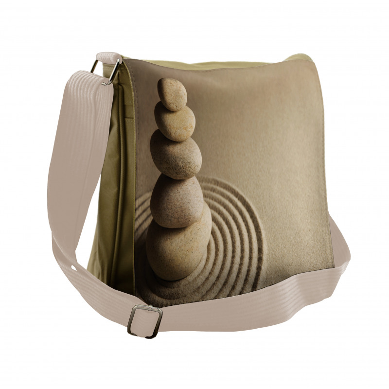 Balancing Stones on Sand Theme Messenger Bag