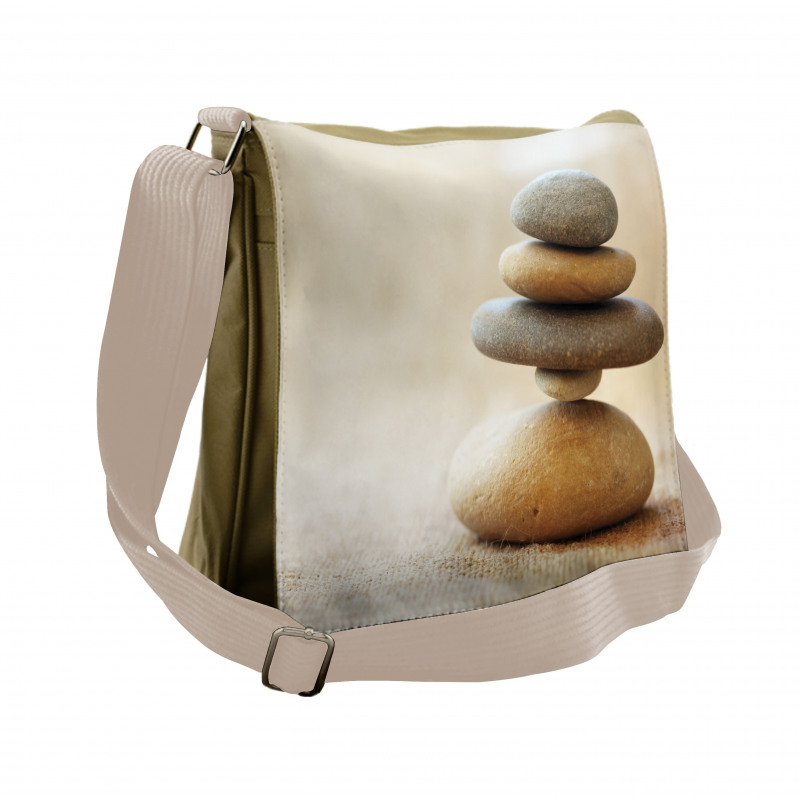 Calm Theme Stack Stone Pebble Messenger Bag