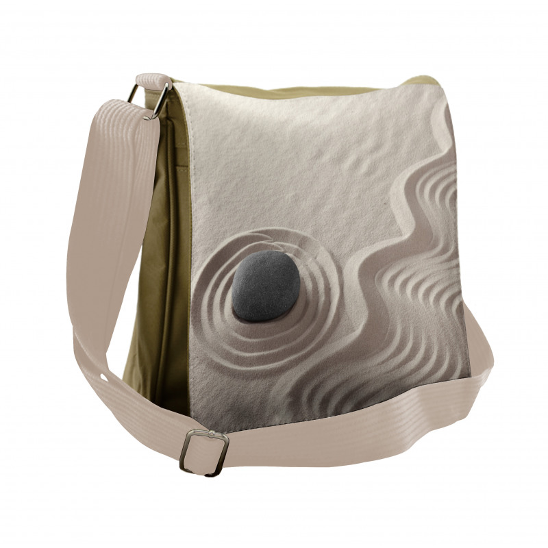 Motifs of Waves on Sand Pebble Messenger Bag