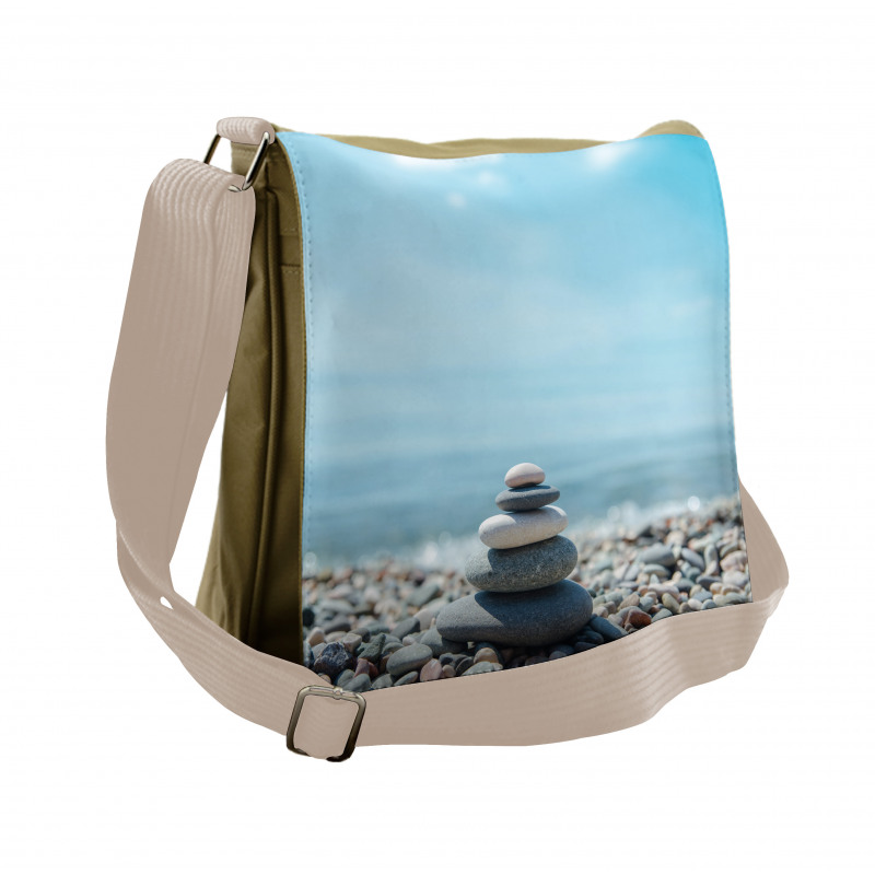 Pebbles by the Sea Beach Theme Messenger Bag