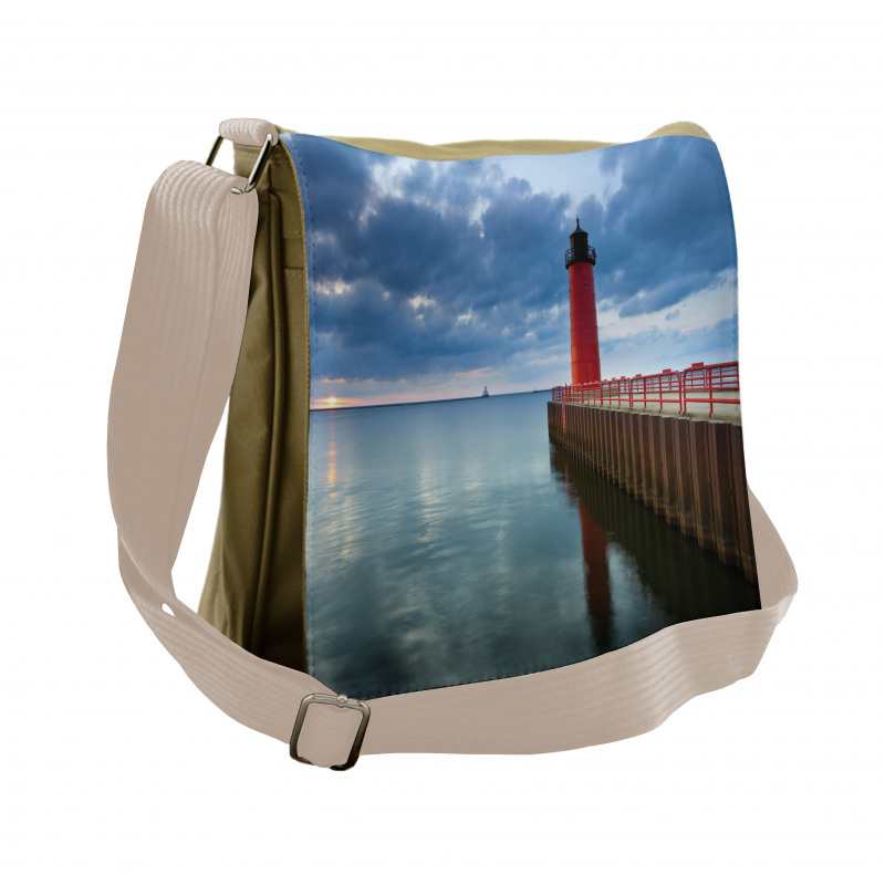 Dramatic Sky Lighthouse Messenger Bag