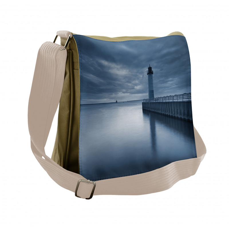 Lighthouse Overcast Sky Messenger Bag