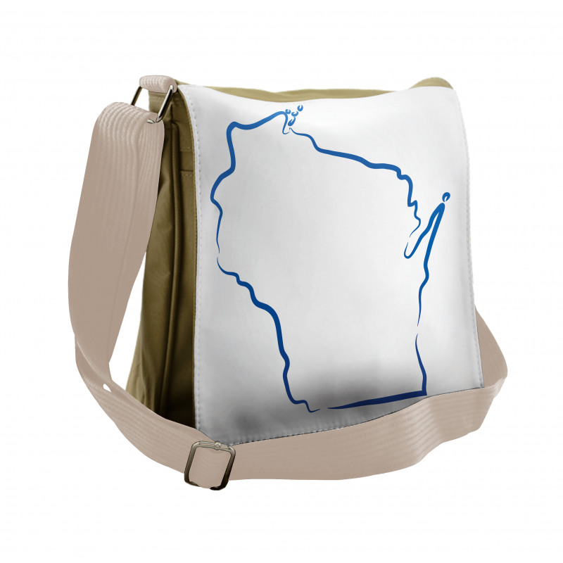 Simple Badger State Map Messenger Bag