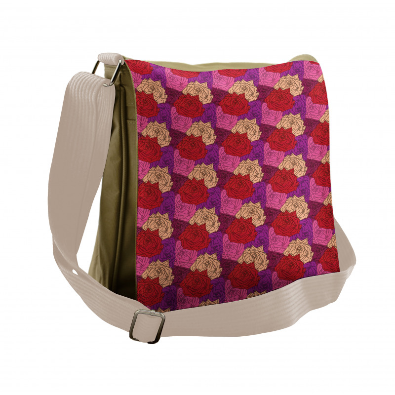 Dotted Colorful Floral Image Messenger Bag
