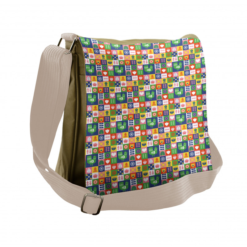 Birds and Flowers Retro Messenger Bag