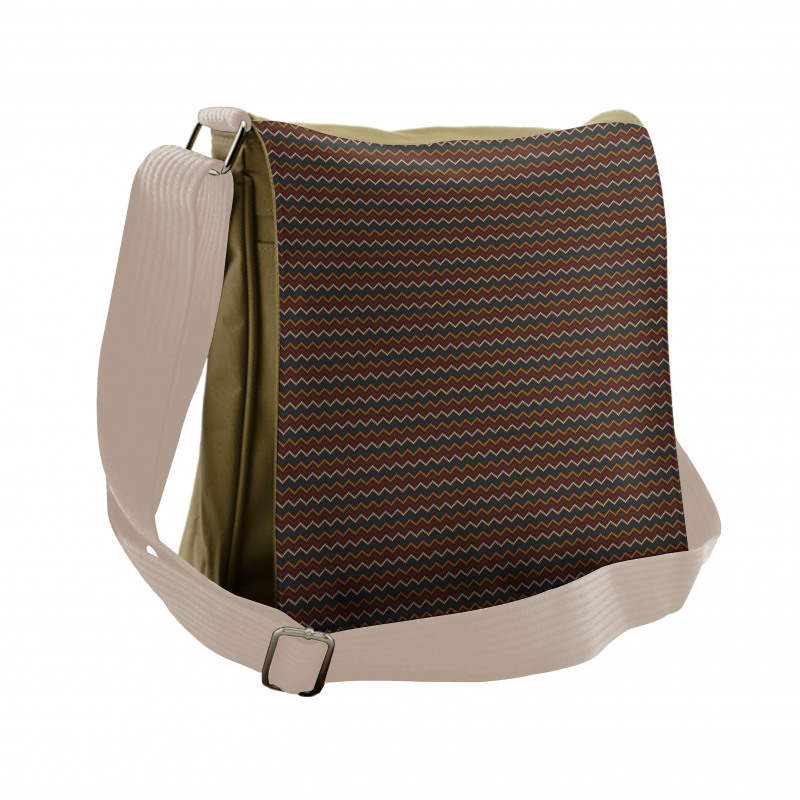 Dark Traditional Chevron Messenger Bag