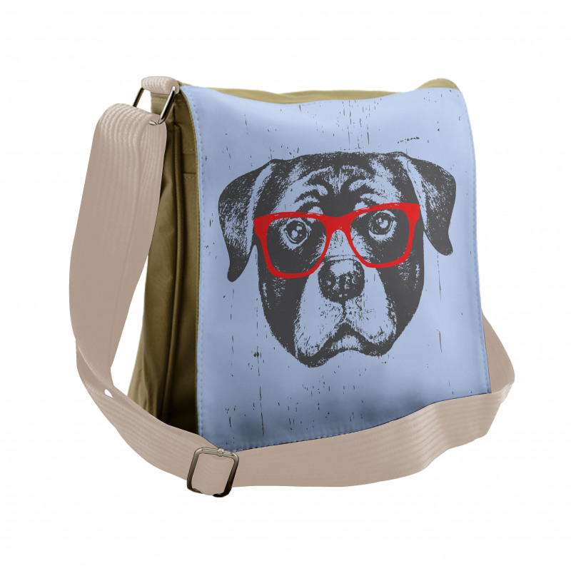 Funny Hipster Dog Messenger Bag