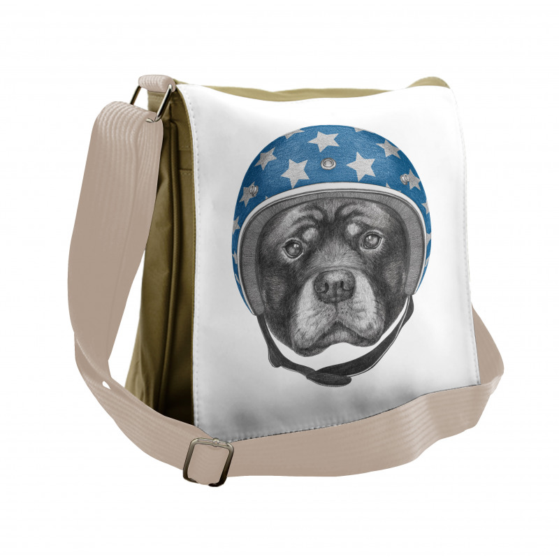 Dog in a Hard Hat Sketch Messenger Bag