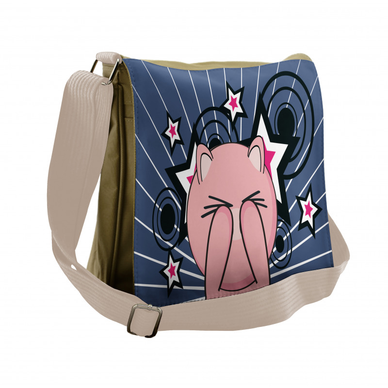 Piggie on Stars and Rays Messenger Bag