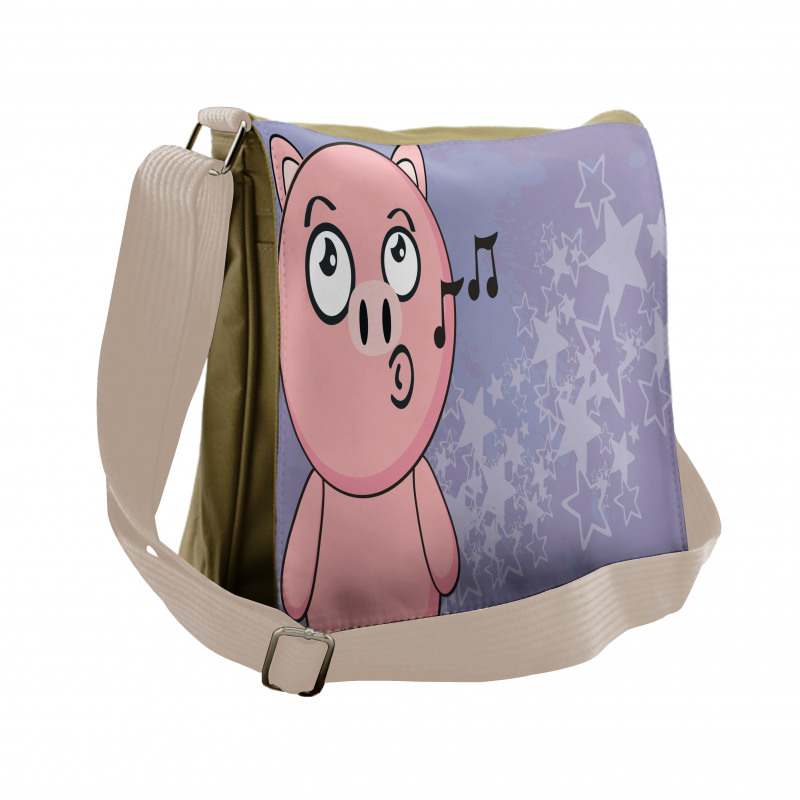 Farm Animal Singing Star Motifs Messenger Bag