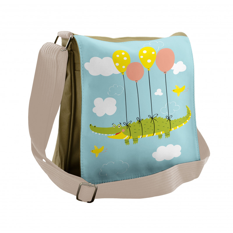 Flying Crocodile with Balloon Messenger Bag