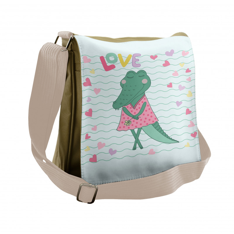 Female Crocodile with Love Messenger Bag