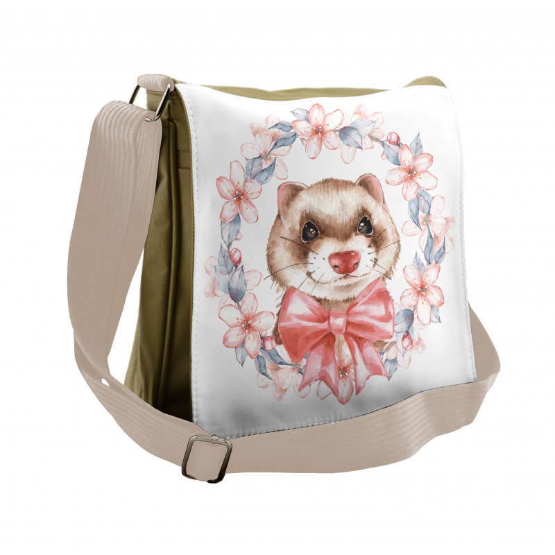 Portrait with Ribbon Wreath Messenger Bag